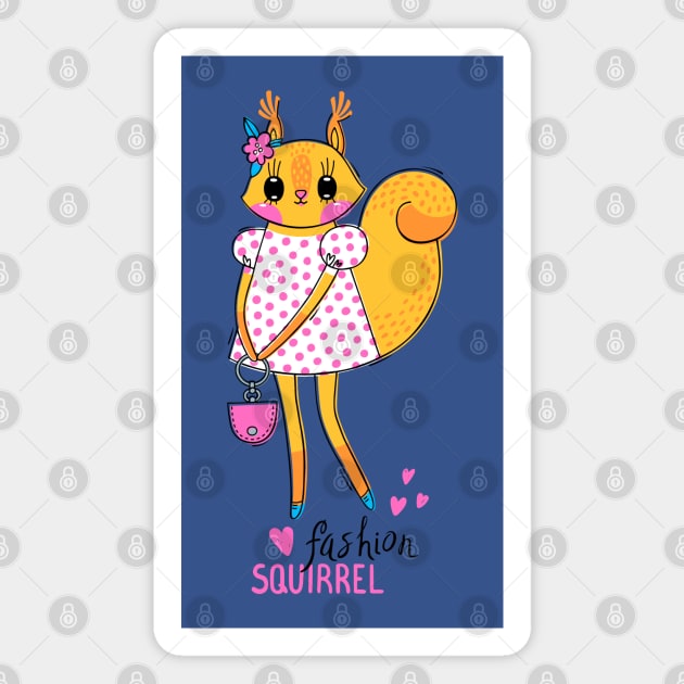 fashion squirrel Magnet by Mako Design 